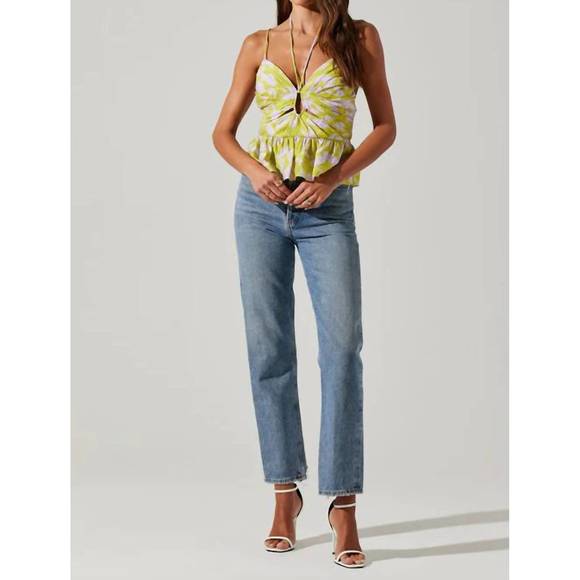 NEW ASTR minka peplum top in floral lemon - Picture 4 of 5